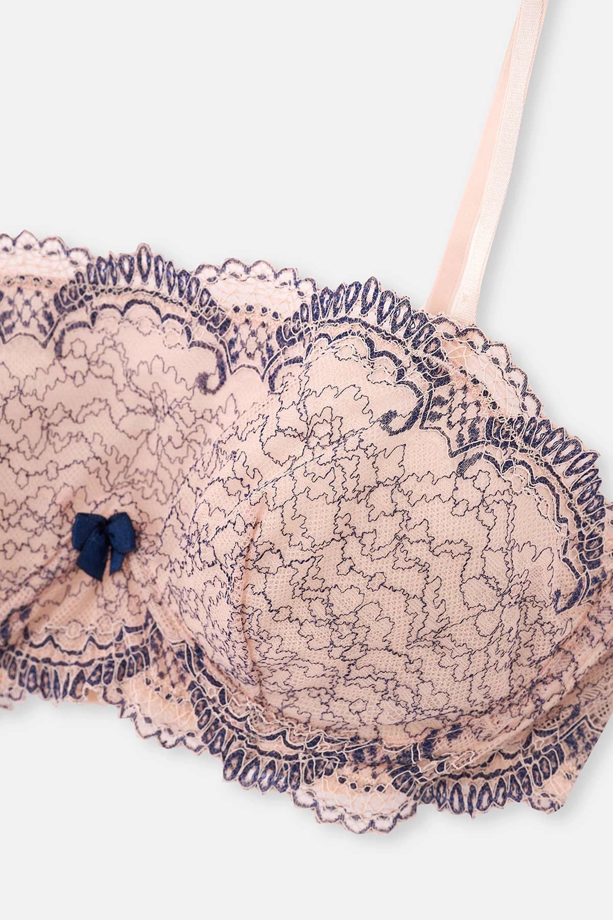 Pembe Balenli Dantelli Bralet Sütyen