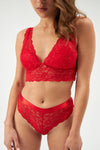 Kırmızı Balensiz Dantelli Bralet Sütyen