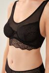 Siyah Balenli Dantelli Toparlayıcı Sütyen