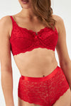 Kırmızı Balenli Dantelli Toparlayıcı Sütyen