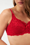 Kırmızı Balenli Dantelli Toparlayıcı Sütyen