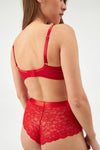 Kırmızı Balenli Dantelli Toparlayıcı Sütyen