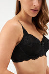 Siyah Balenli Dantelli Toparlayıcı Sütyen