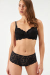 Siyah Balenli Dantelli Toparlayıcı Sütyen