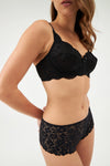 Siyah Balenli Dantelli Toparlayıcı Sütyen