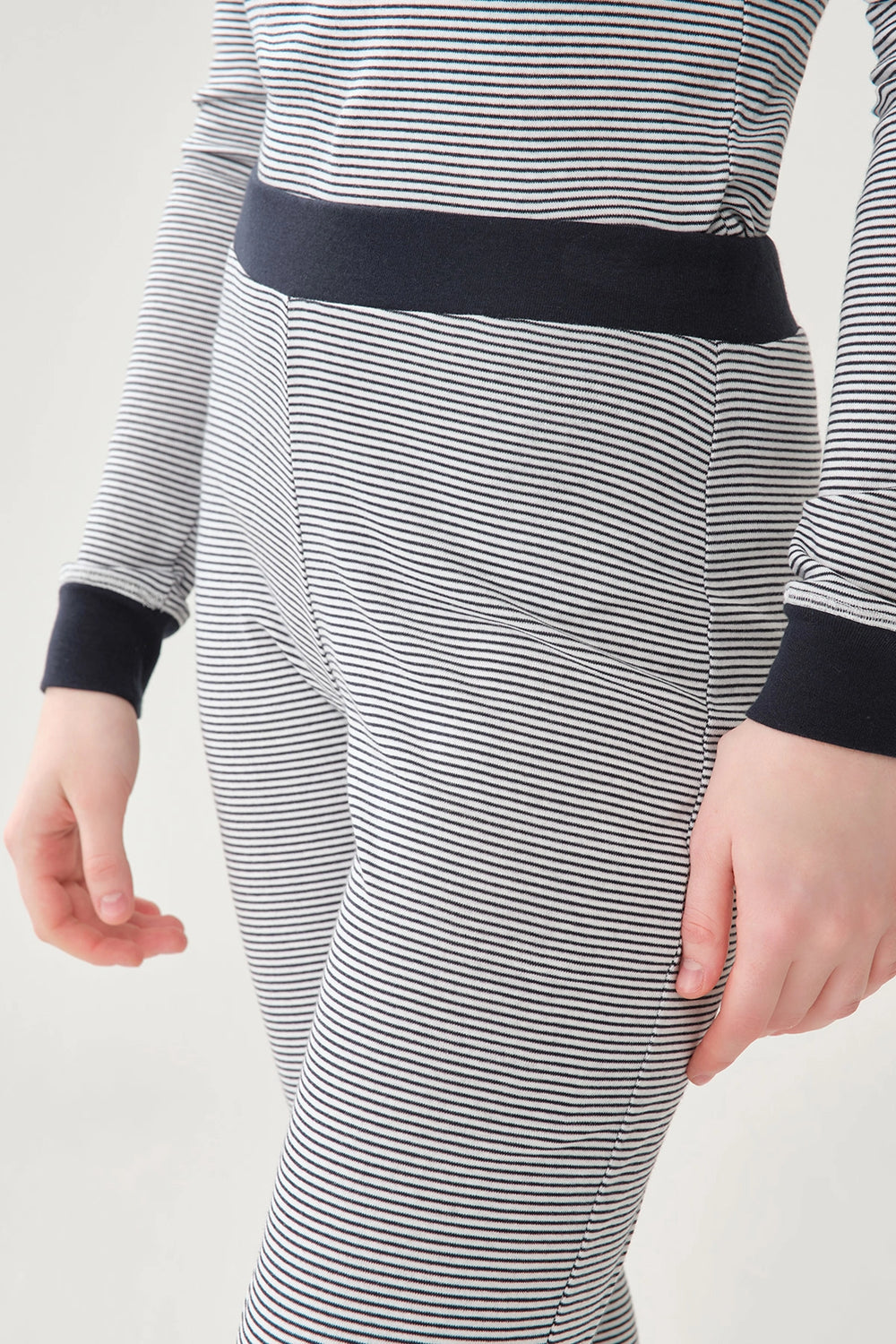 Lacivert Çizgi Desenli Pamuklu Pijama Altı