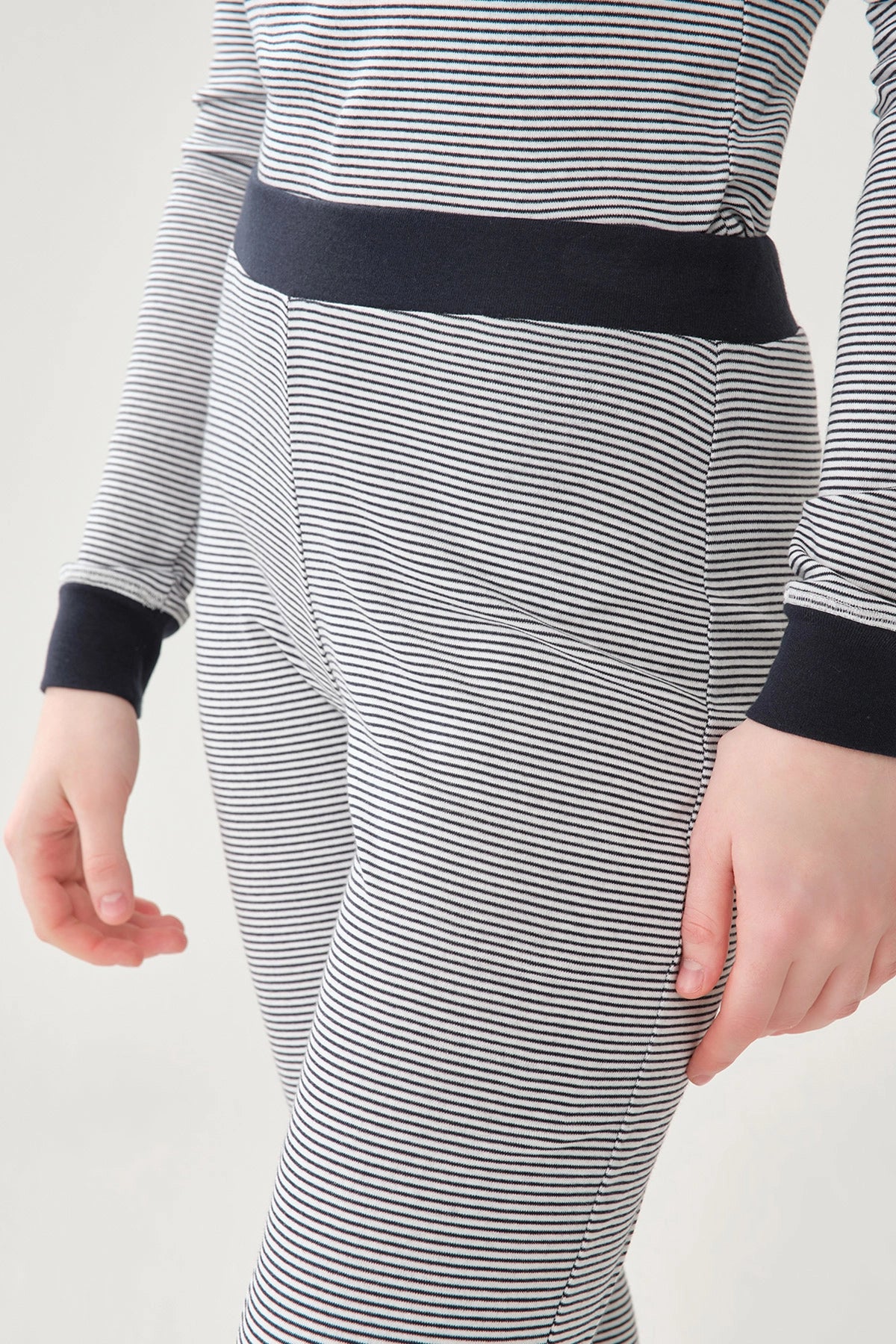 Lacivert Çizgi Desenli Pamuklu Pijama Altı