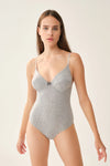 Gri Askılı Pamuklu Body