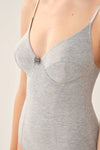 Gri Askılı Pamuklu Body