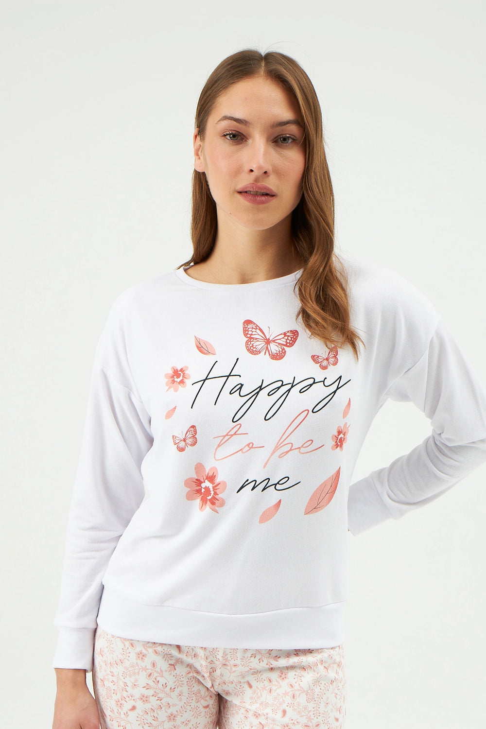 Ekru Bisiklet Yaka Pijama Üstü