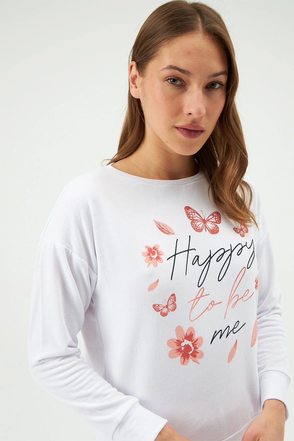 Ekru Bisiklet Yaka Pijama Üstü