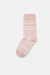 Gri-Pembe Kadın 2'li Desenli Kışlık Çorap