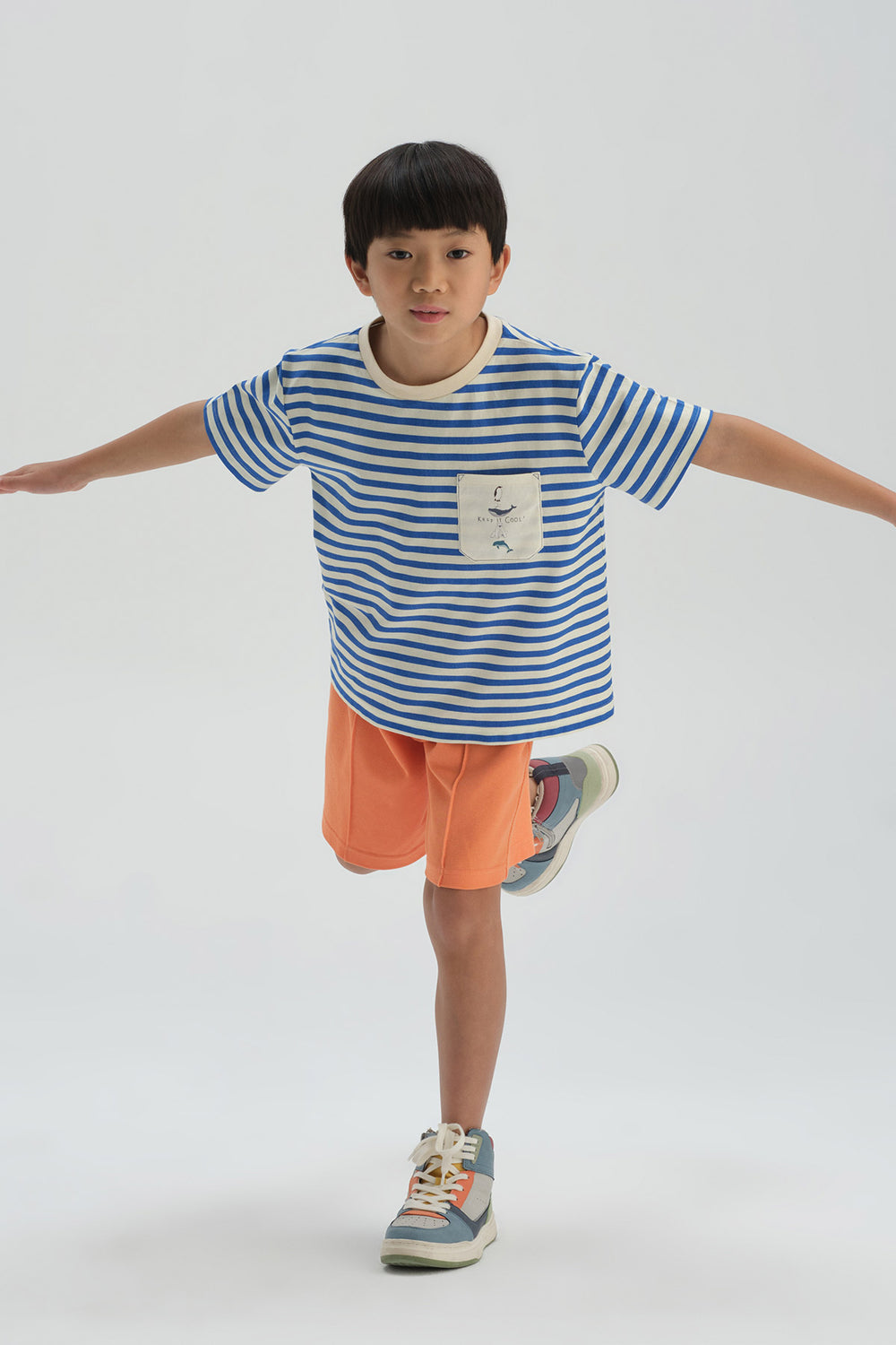 Lacivert Çizgili Çizgili T-Shırt