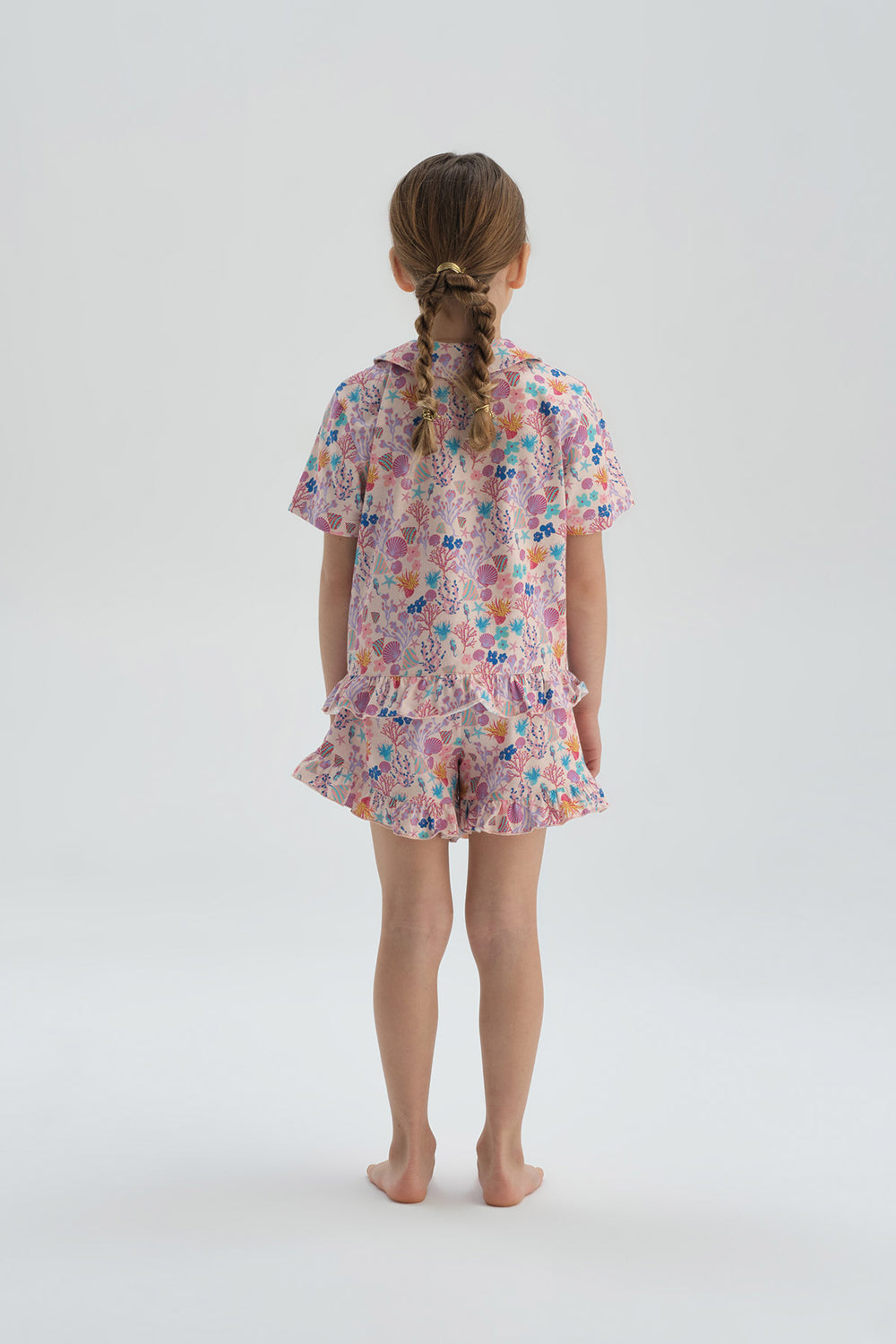 Pembe Desenli Kız Çocuk Desenli Şort Pijama Takım