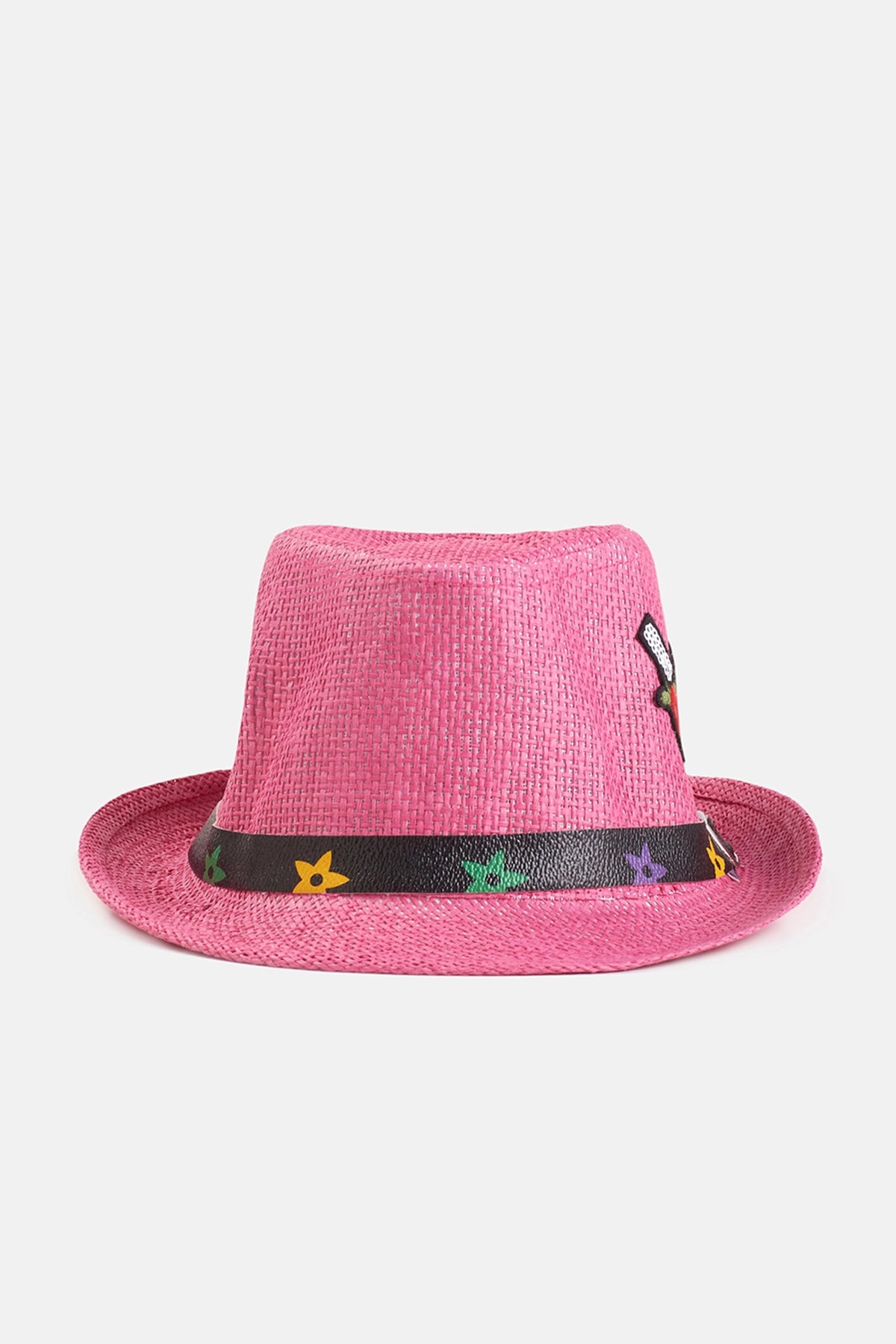 Fuşya Hasır Şapka