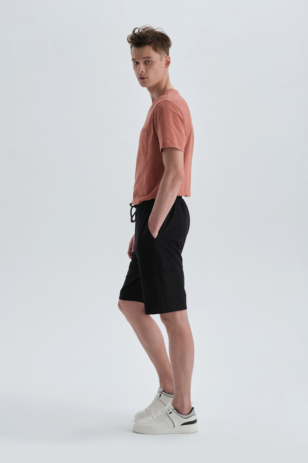 Kiremit Pamuklu V Yaka T-Shırt