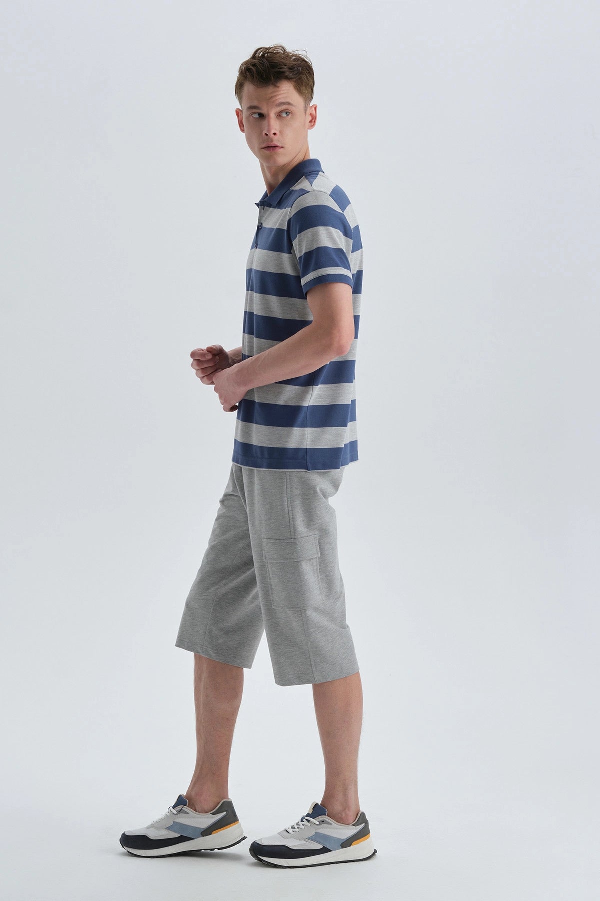 Mavi Desenli Pamuklu Desenli T-Shirt