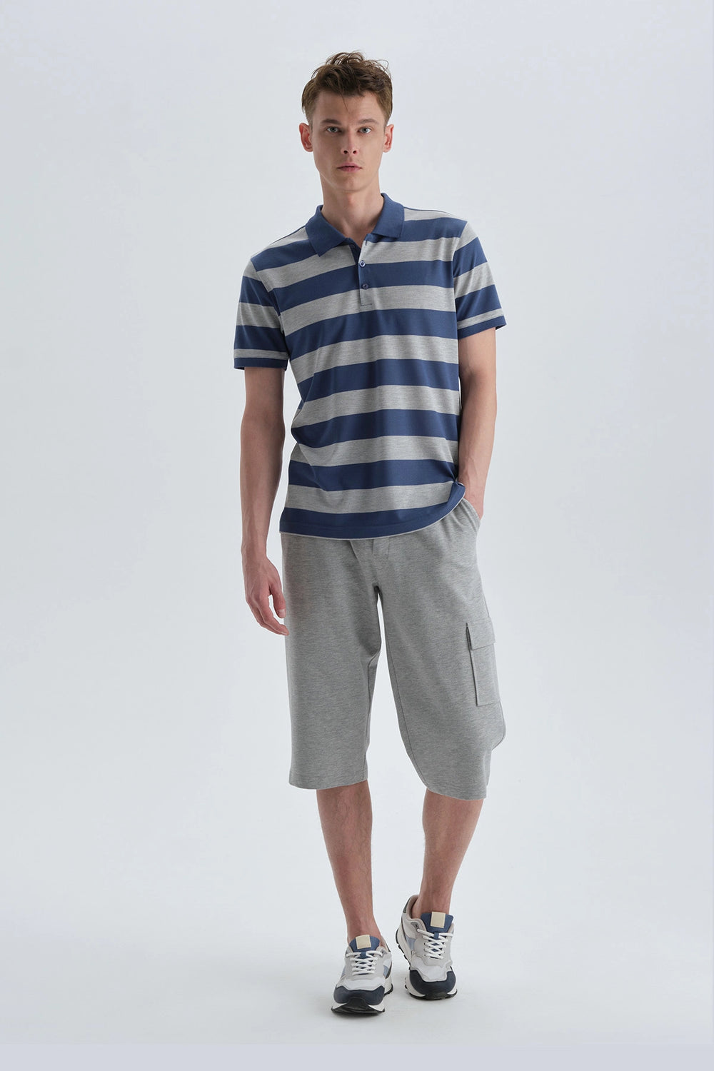 Mavi Desenli Pamuklu Desenli T-Shirt