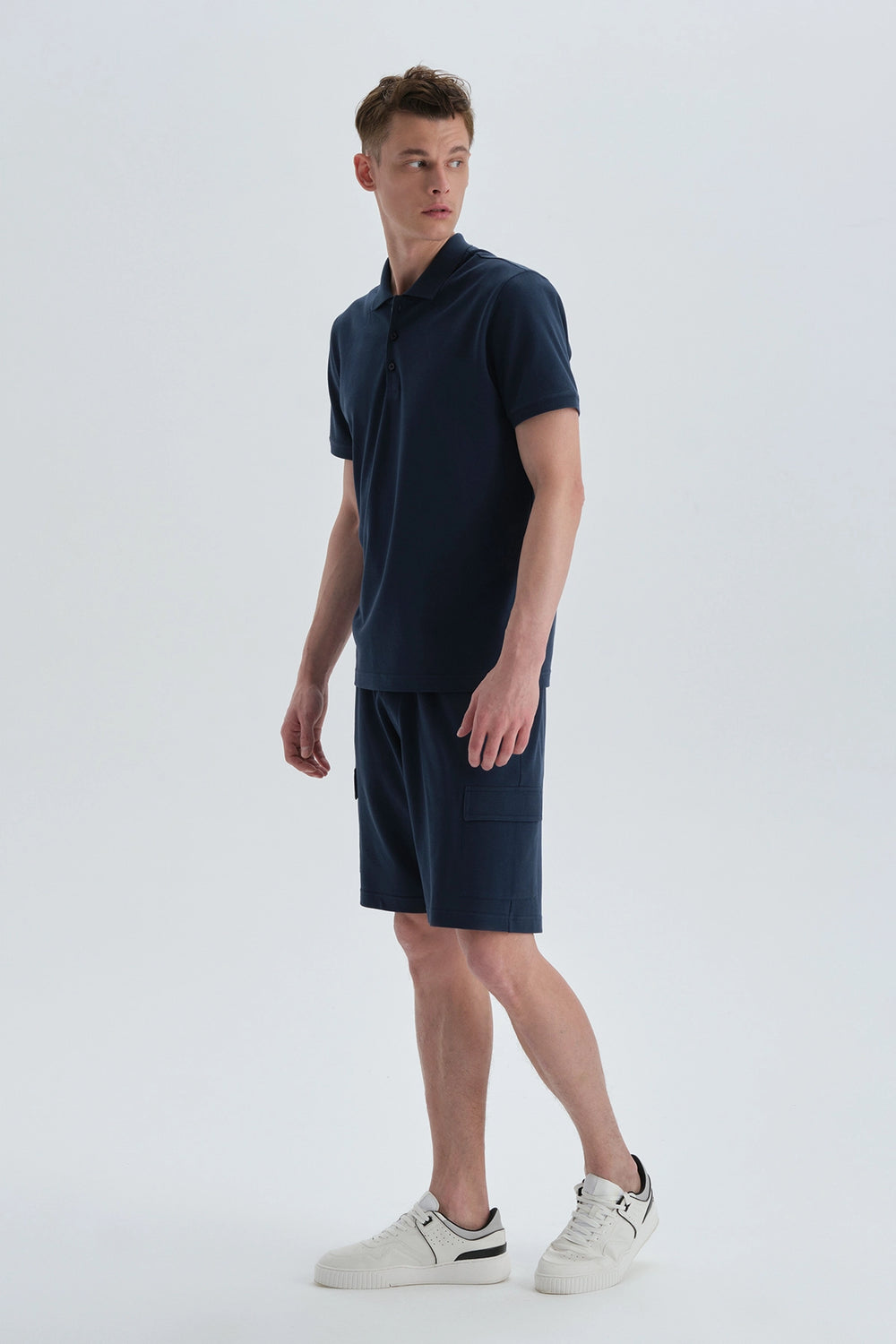 Lacivert Pamuklu Polo Yaka T-Shirt