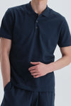 Lacivert Pamuklu Polo Yaka T-Shirt