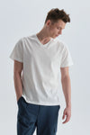 Beyaz Pamuk V Yaka T-Shirt