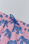 Pembe-Mavi Micro Kısa Fil Desenli Deniz Şortu