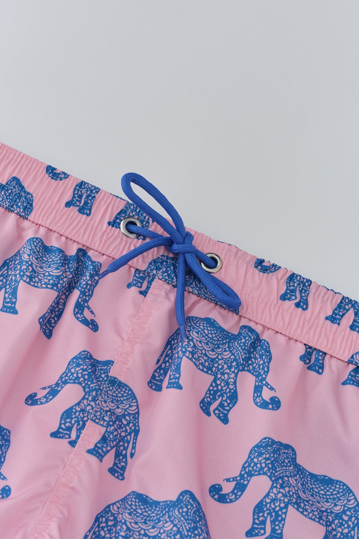 Pembe-Mavi Micro Kısa Fil Desenli Deniz Şortu