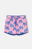 Pembe-Mavi Micro Kısa Fil Desenli Deniz Şortu