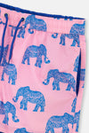 Pembe-Mavi Micro Kısa Fil Desenli Deniz Şortu