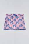 Pembe-Mavi Micro Kısa Fil Desenli Deniz Şortu