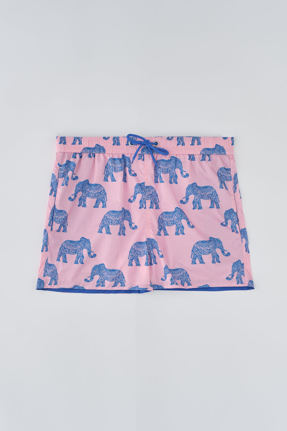 Pembe-Mavi Micro Kısa Fil Desenli Deniz Şortu