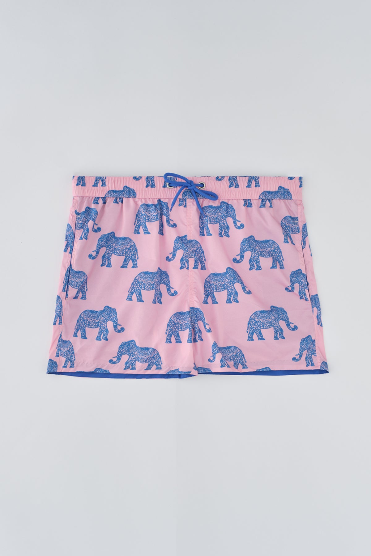 Pembe-Mavi Micro Kısa Fil Desenli Deniz Şortu