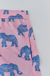 Pembe-Mavi Micro Kısa Fil Desenli Deniz Şortu