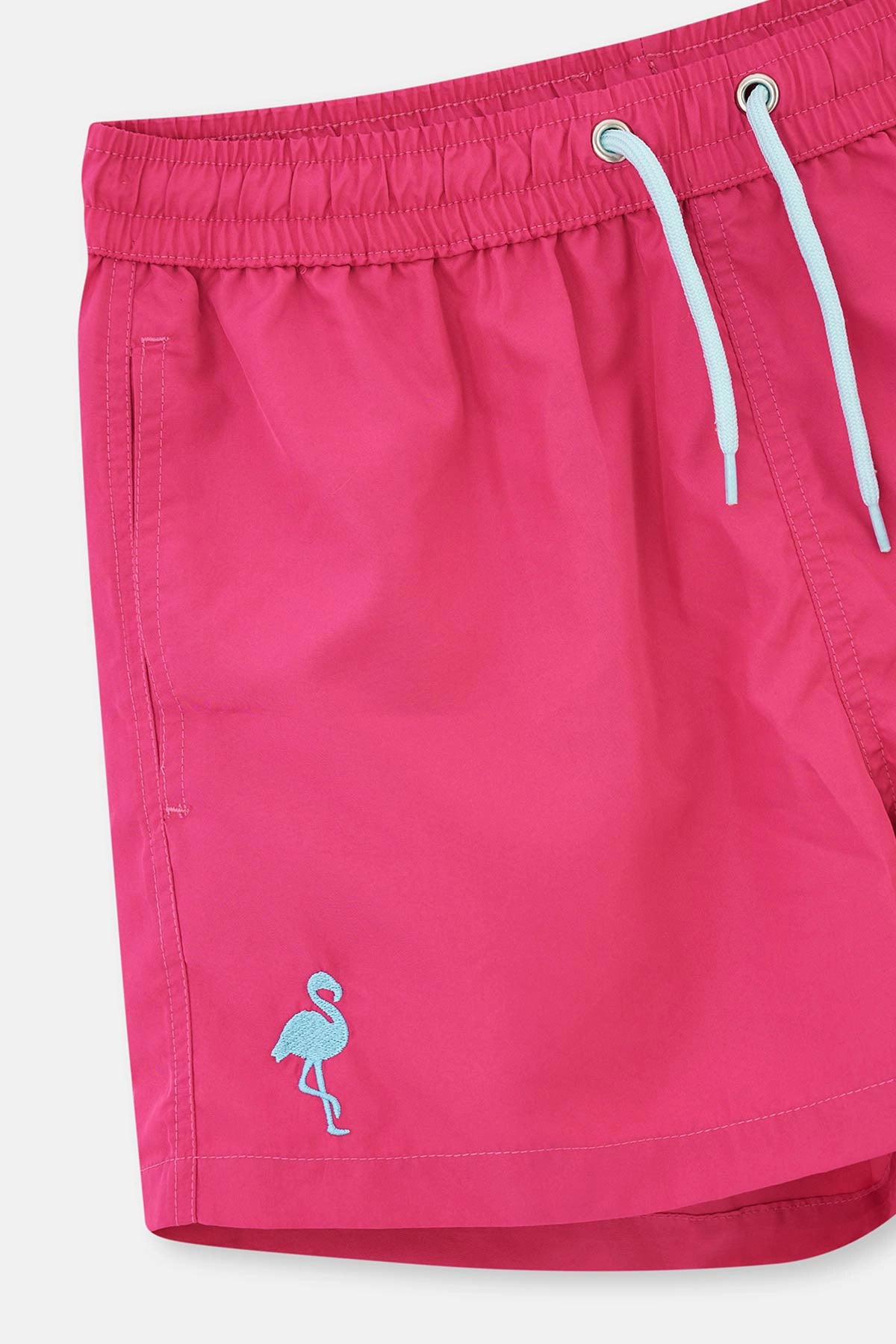 Fuşya Micro Kısa Paçası Flamingo Nakışlı Deniz Şortu