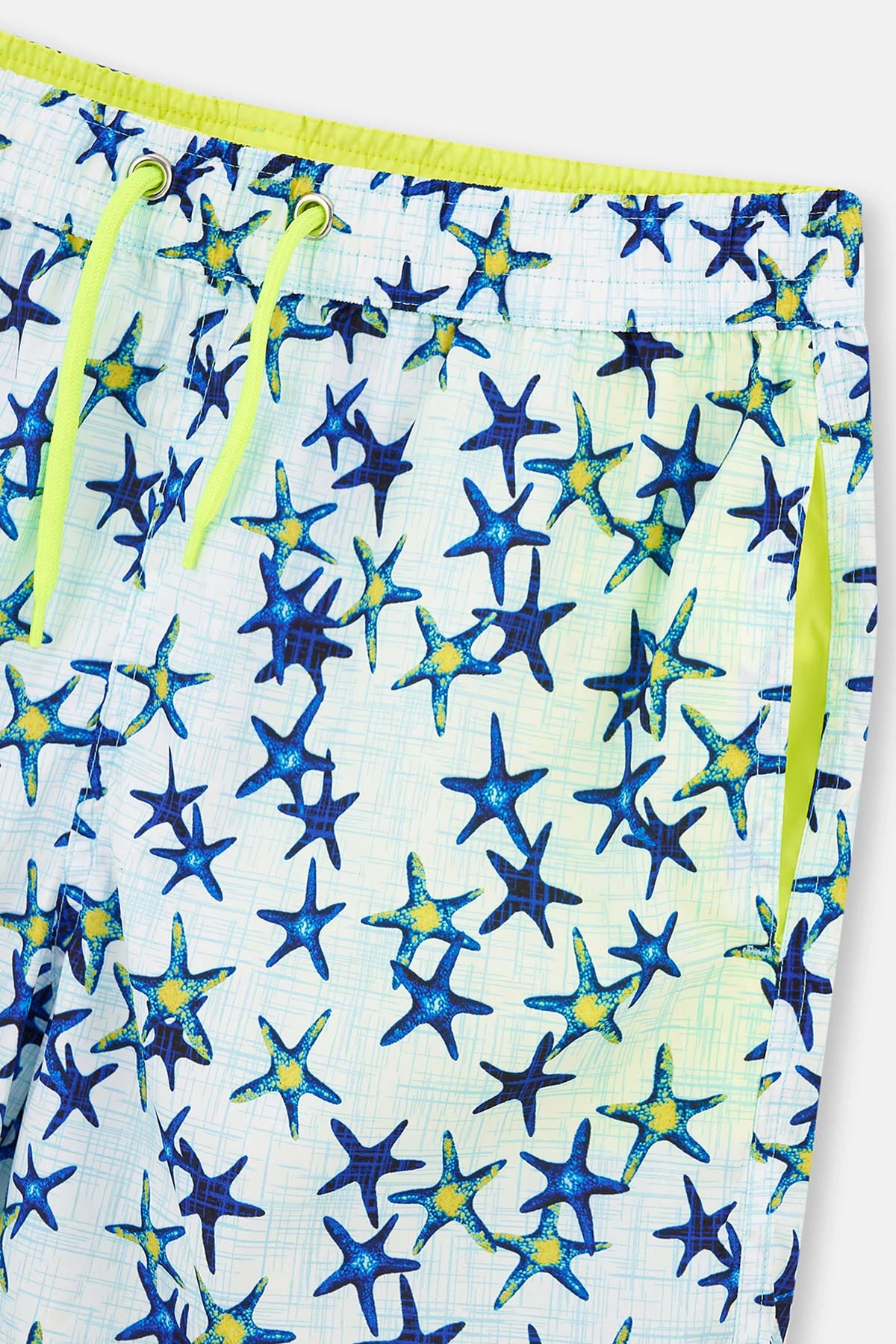 Sax - Beyaz Micro Orta Deniz Yıldızı Desenli Deniz Şortu