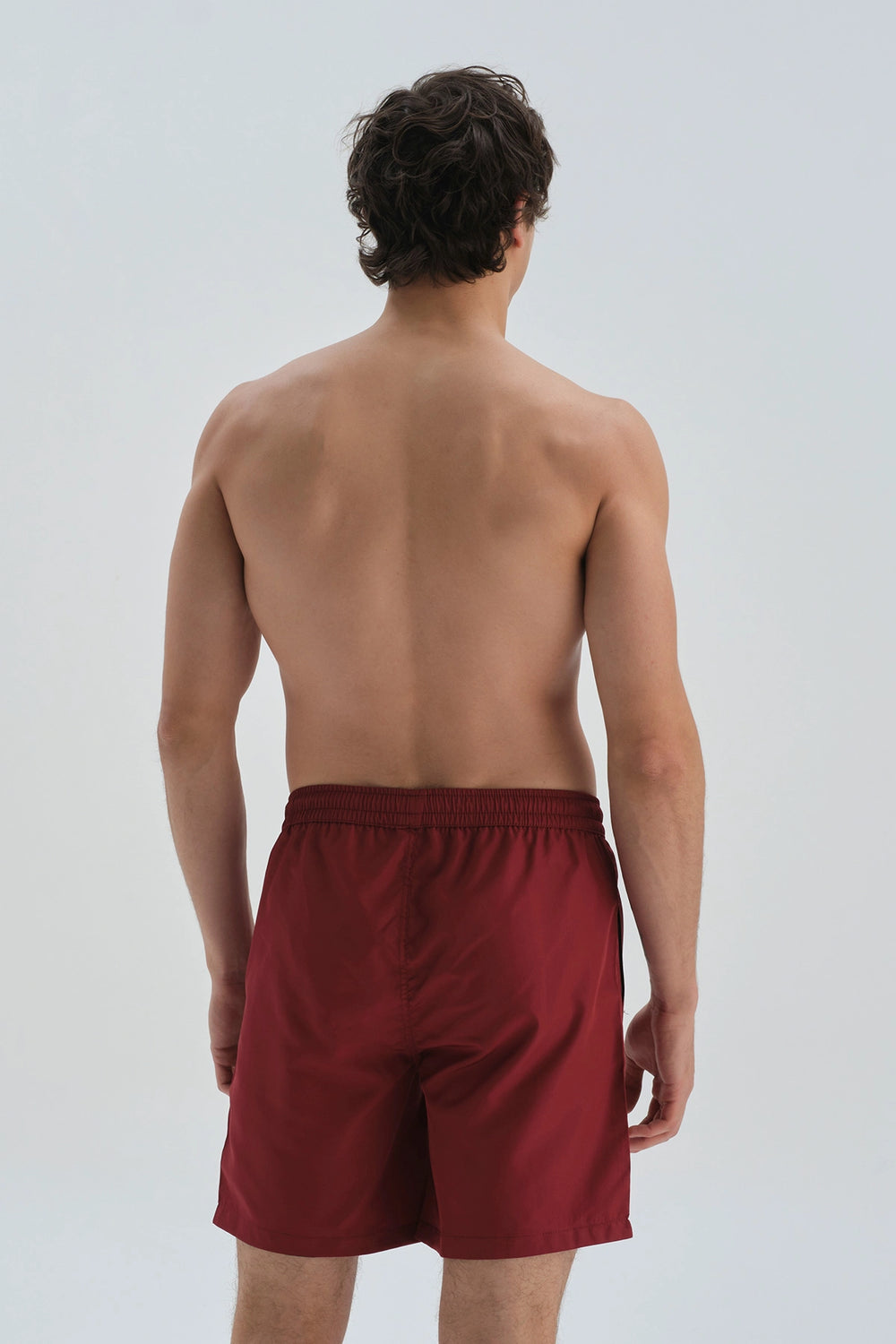 Bordo Micro Orta Düz Deniz Şortu