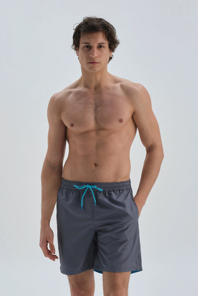 Gri Micro Orta Düz Deniz Şortu