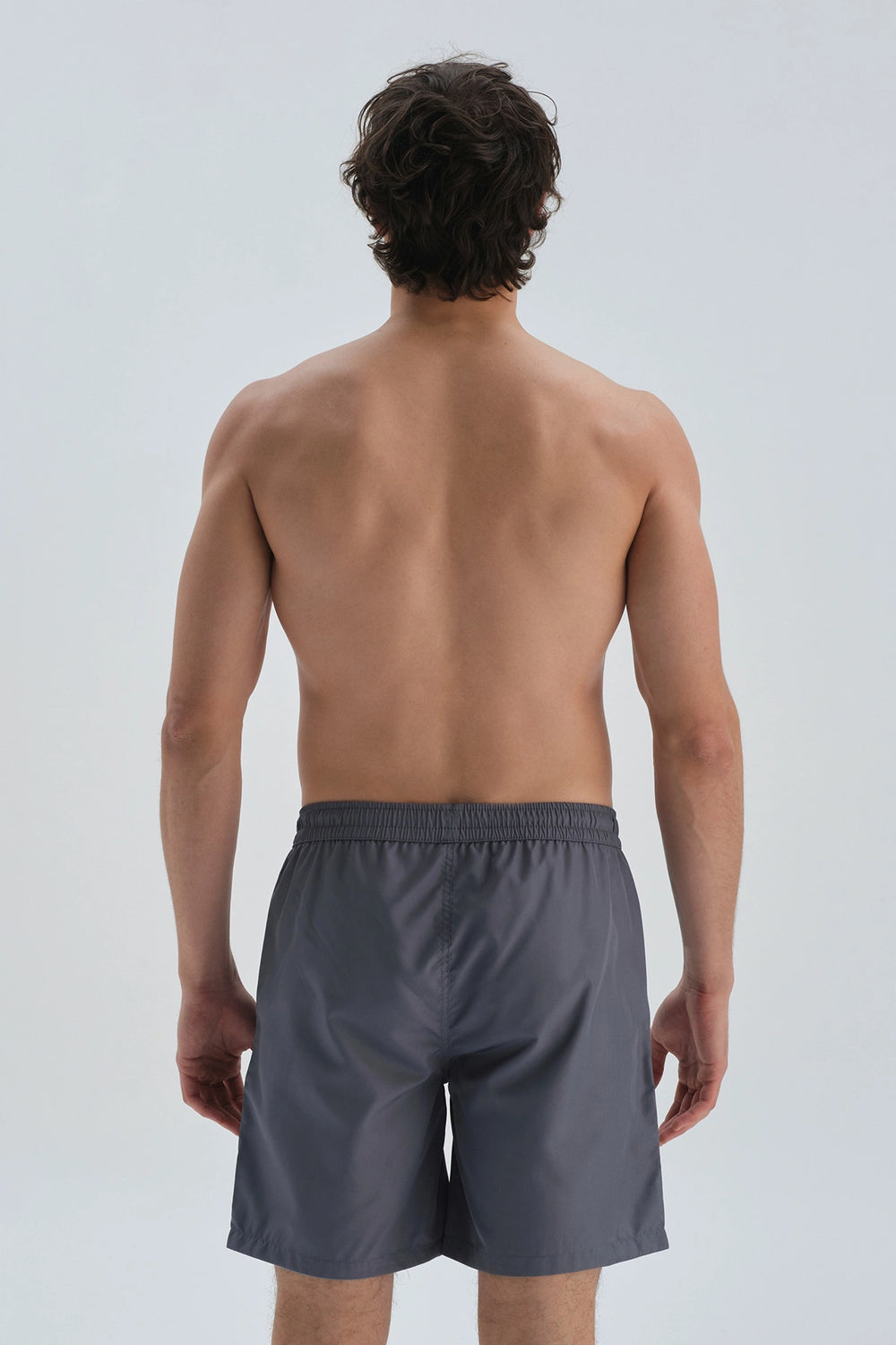 Gri Micro Orta Düz Deniz Şortu