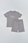Gri Pamuklu Şort Takım