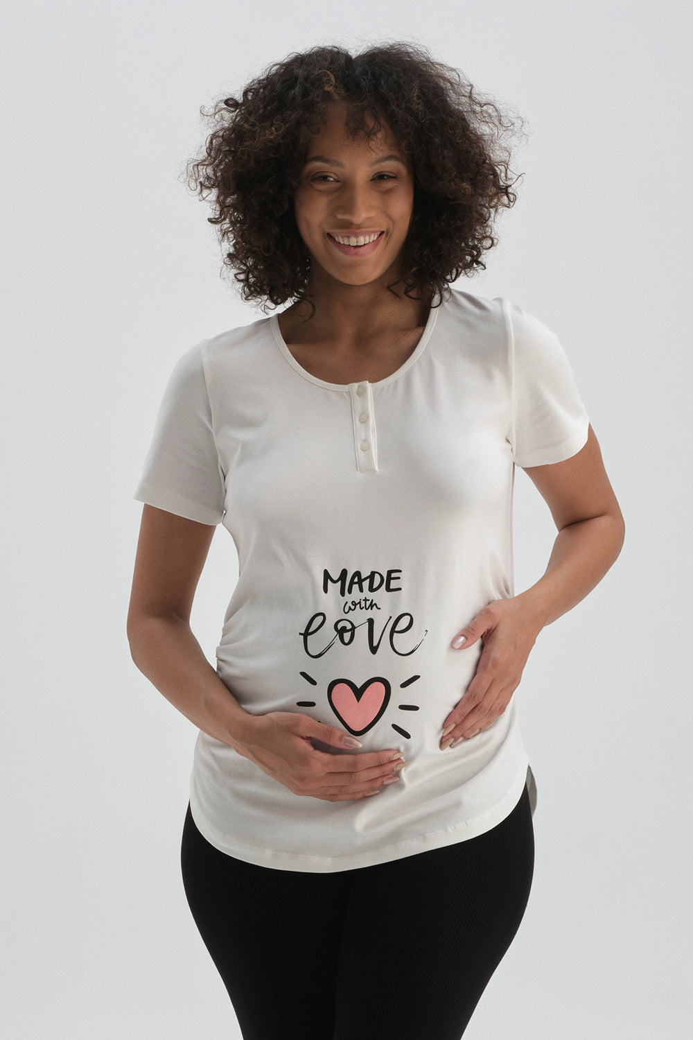Beyaz Pamuklu Hamile T-Shirt