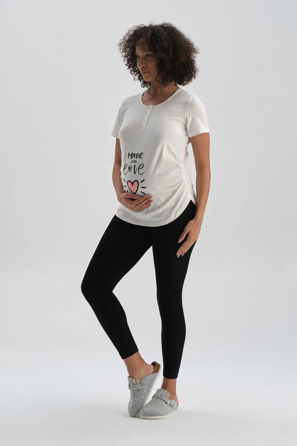 Beyaz Pamuklu Hamile T-Shirt