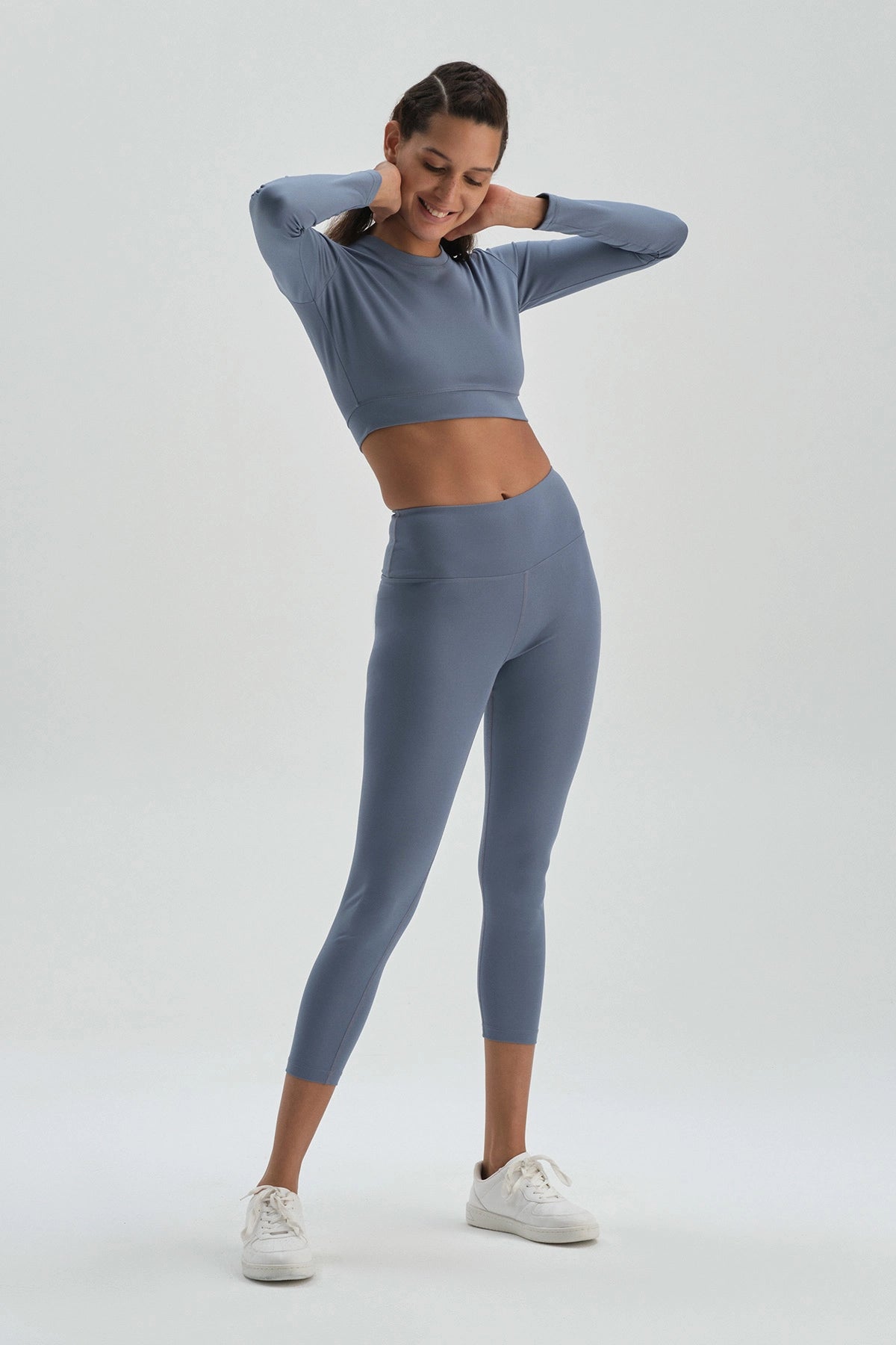 Mavi Dagi Active Uzun Kol Crop T-Shirt