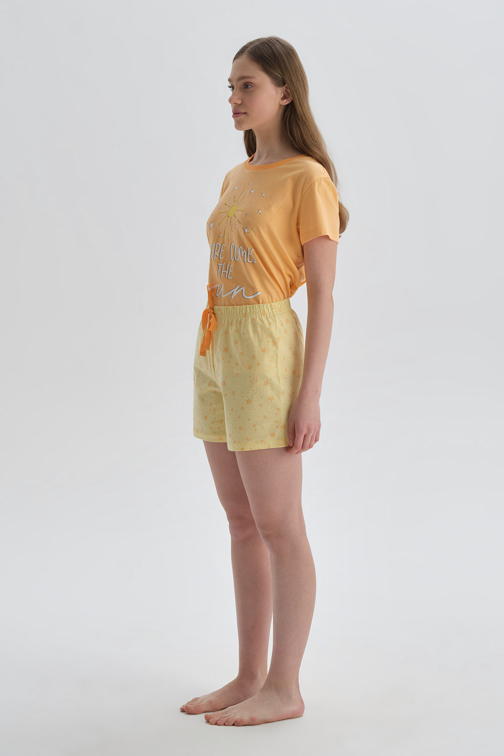 Turuncu Pamuklu Şort Pijama Altı