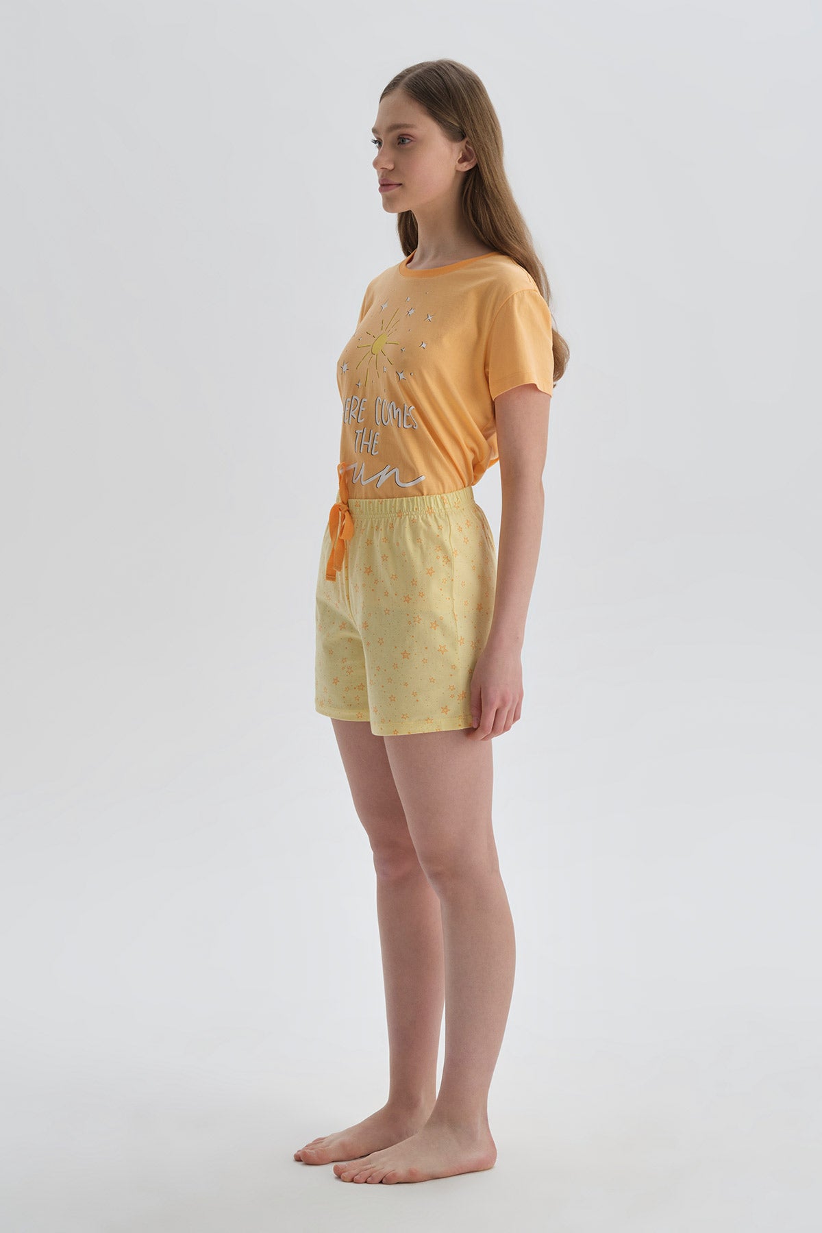 Turuncu Pamuklu Şort Pijama Altı