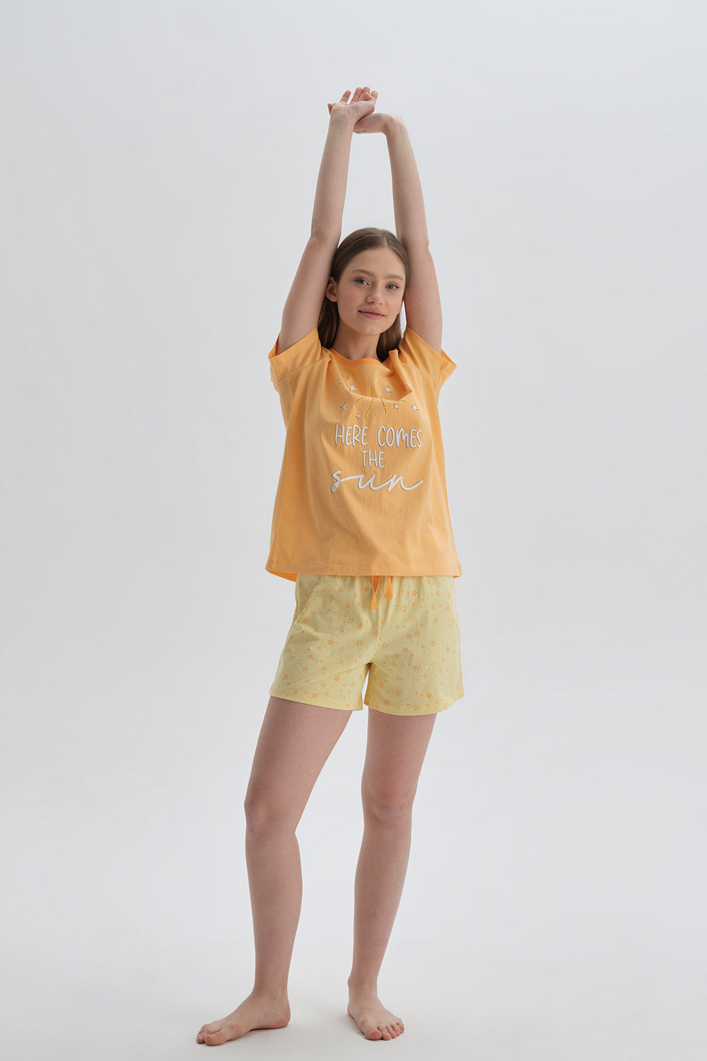 Turuncu Pamuklu Şort Pijama Altı