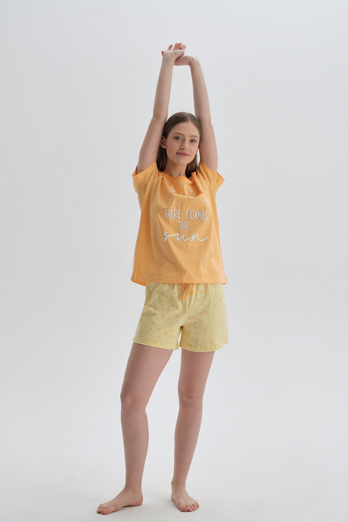 Turuncu Pamuklu Şort Pijama Altı