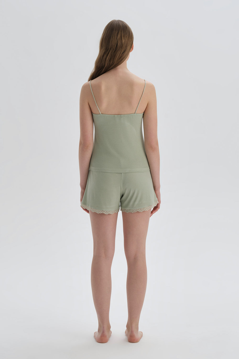 Yeşil Viskon Şort Pijama Altı
