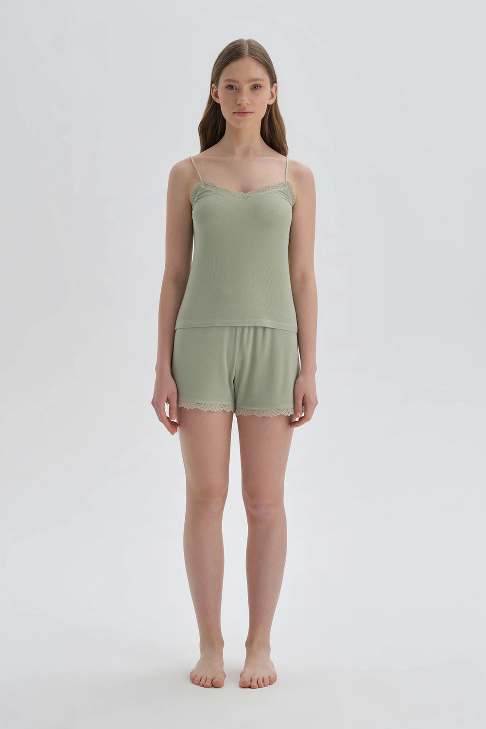 Yeşil Viskon Şort Pijama Altı