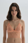 Turuncu Balensiz Kapsız Dantelli Yüksek Kesim Bralet Sütyen