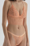 Turuncu Balensiz Kapsız Dantelli Yüksek Kesim Bralet Sütyen